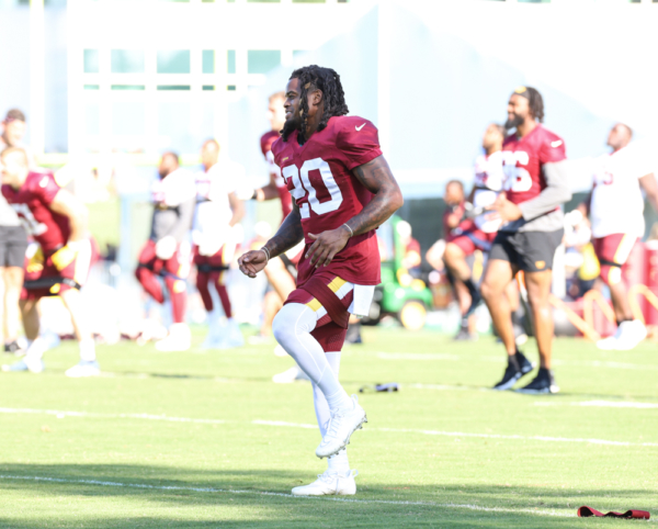 Washington Commanders Safety Bobby McCain (20) doing morning str
