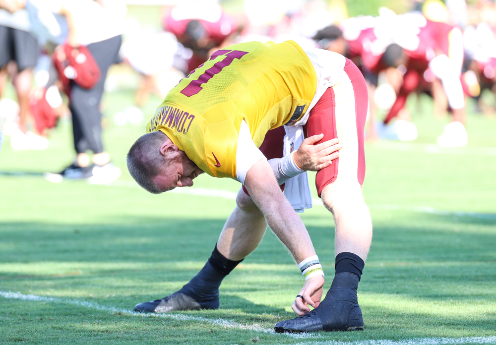 Washington Commanders Quarterback Carson Wentz (11) doing mornin