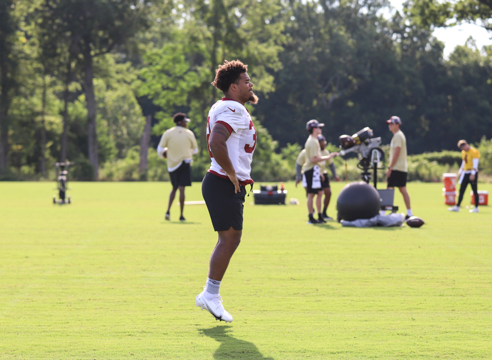 Washington Commanders Running Back, Jaret Patterson (32) jumpin