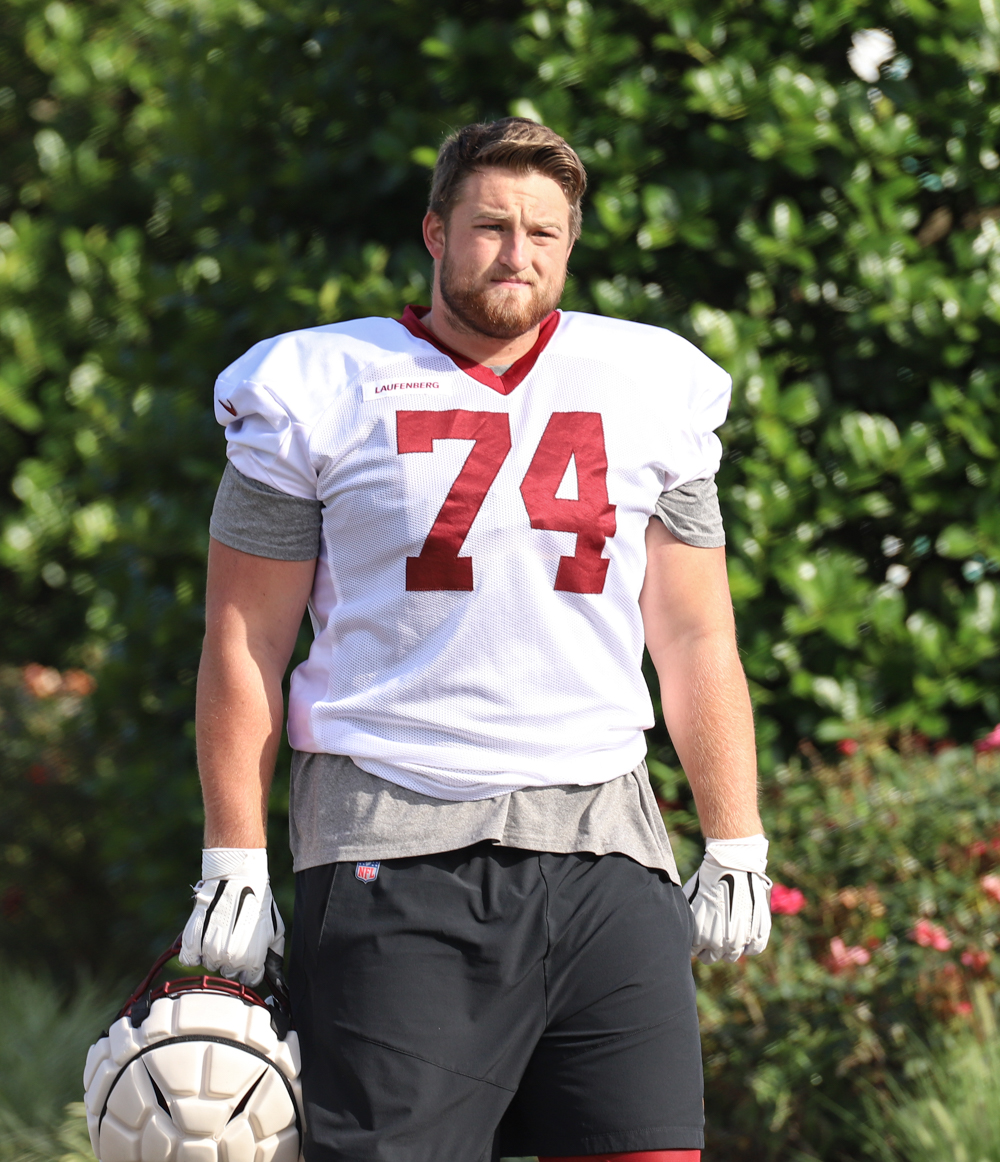 Washington Commanders Guard Nolan Laufenberg (74) taking the fie