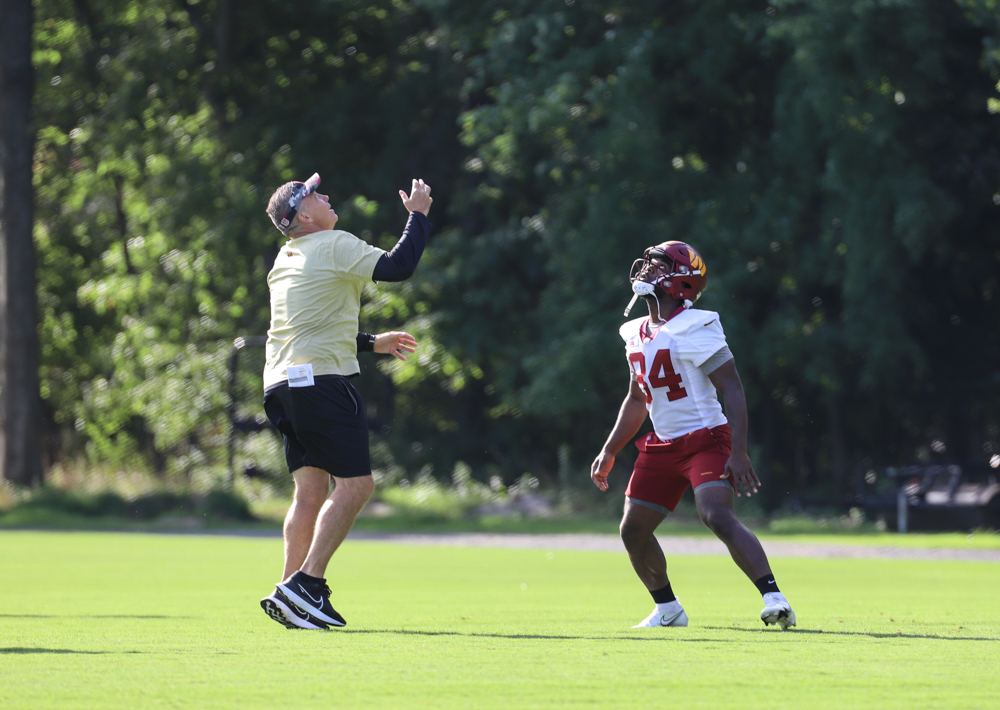 Washington Commanders Wide Reciever Jequez Ezzard (84) praciting