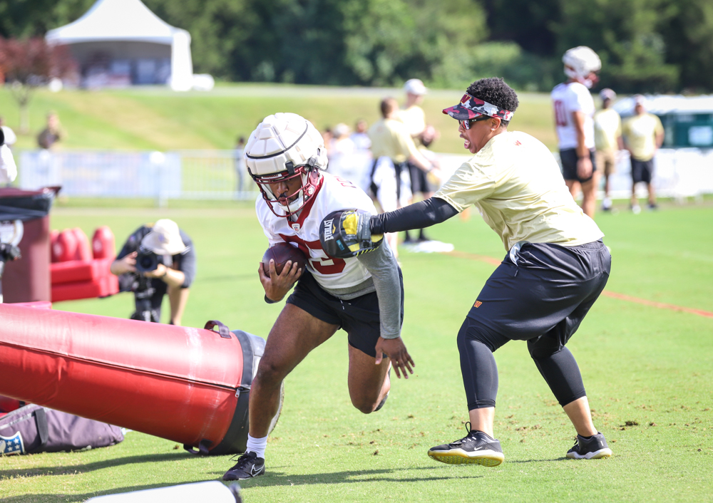 Washington Commanders Running Back J.D. McKissic (23) running ar