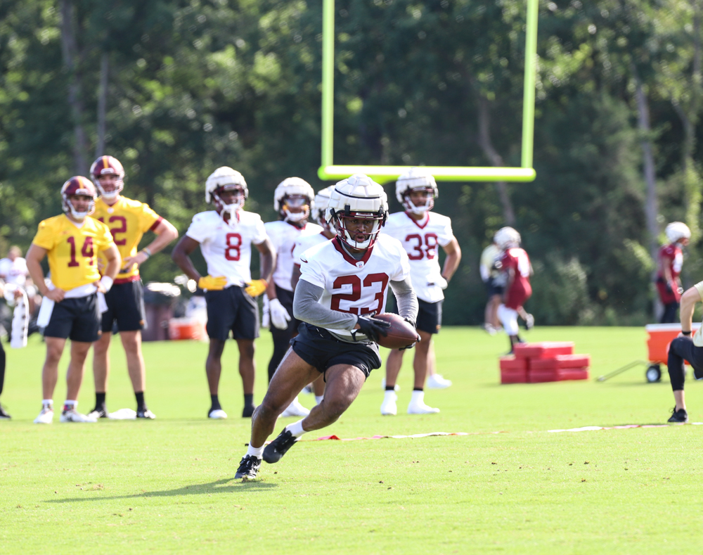 Washington Commanders Running Back J.D. McKissic (23) running wi
