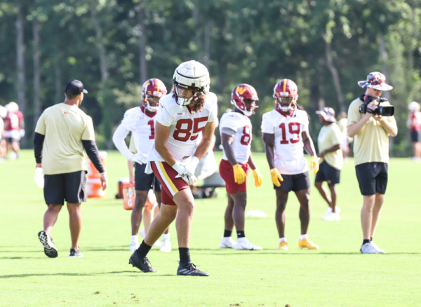 Washington Commanders Tight End Cole Turner (85) waits for the p
