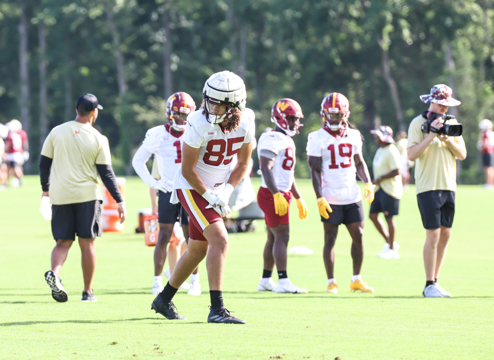 Washington Commanders Tight End Cole Turner (85) waits for the p